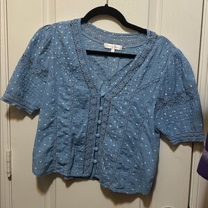 LoveShackFancy Blue Lace Blouse